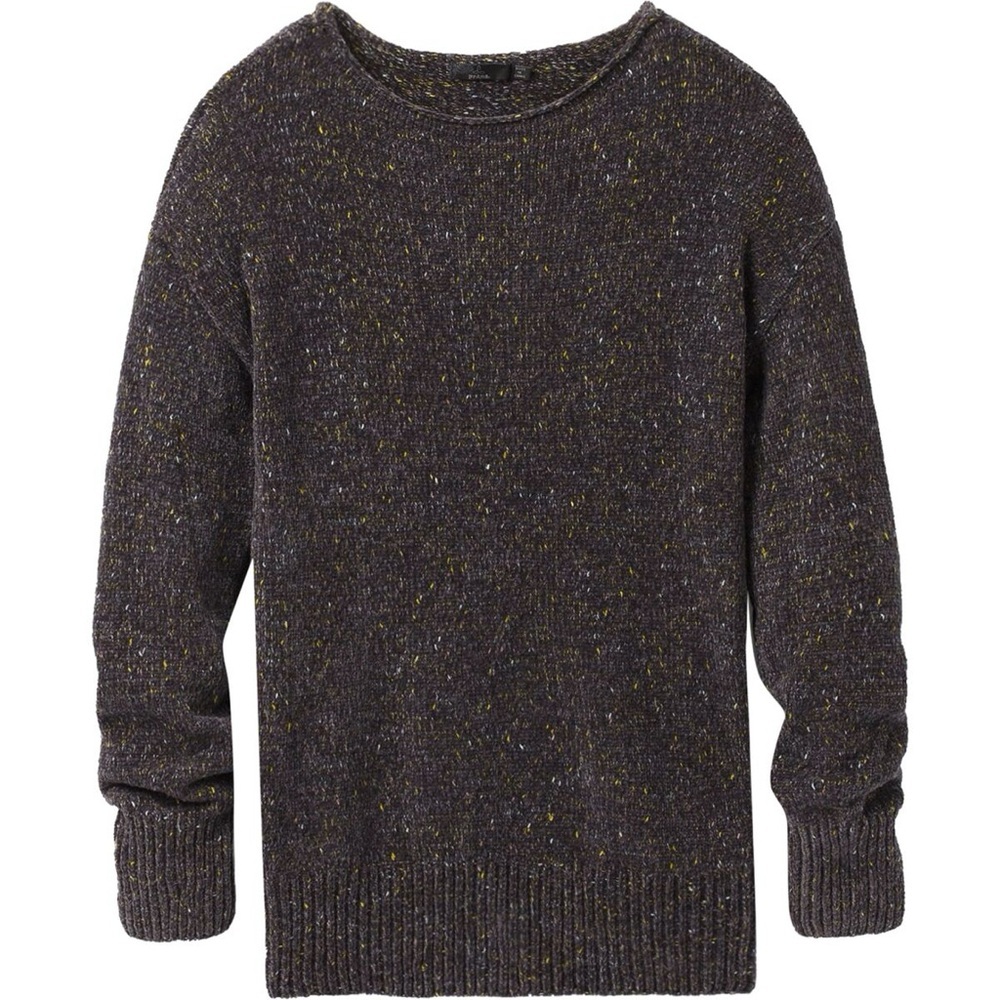 PRANA Cypris Speckled Marled Knit Sweater Gray Chenille Boatneck Tunic Size L - Picture 3 of 15
